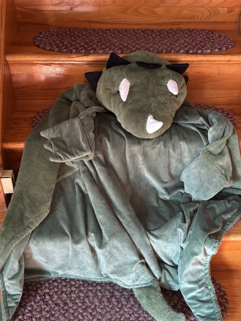 Kids Green Triceratops Plush Hooded Costume